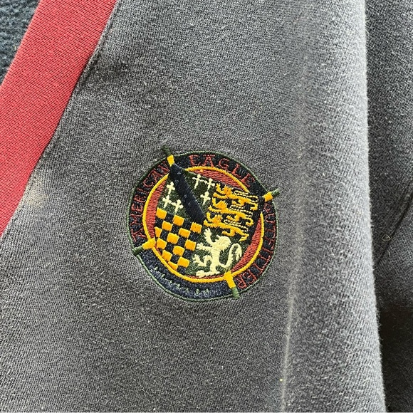 Vintage American Eagle Letterman Cardigan Jacket Mens Med Blue 90s Preppy - Picture 3 of 9